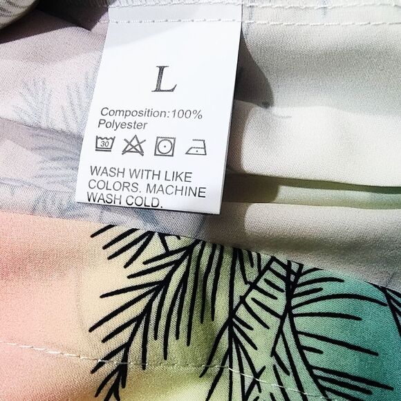 Tropical Palm Vacation Print Men's Short Sleeve Button Down Shirt #4 - Picture 8 of 8